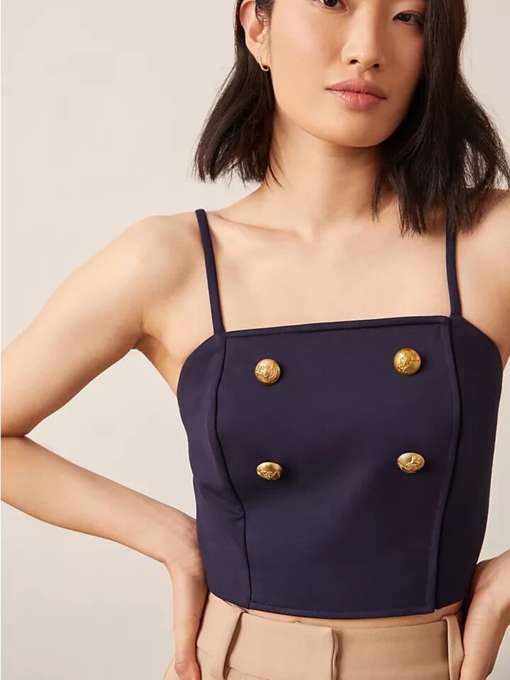 Eva Franco Ponte Trench Blouse Navy 4 NWT